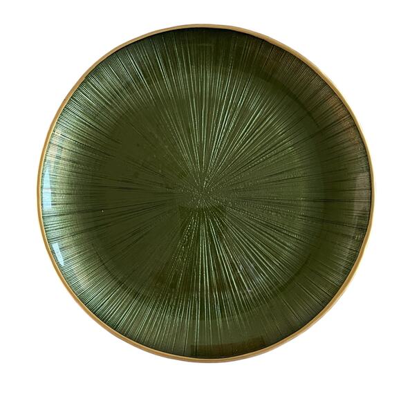 Gorgeous Green & Gold Turkish Glass Appetizer Dessert Plates 8in Set of 4 New - Picture 11 of 15